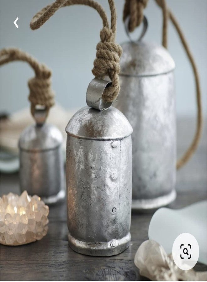 THOR INSTRUMENTS Christmas Cow Bells Harmony Giant Vintage Silver Wall Hanging Bells Country Style Rustic Set of 3 (4", 5", 8") - Image 2